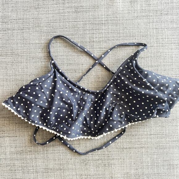 Xhilaration Polka Dot Bikini Top Navy Blue White Swimwear Size M Medium - Picture 2 of 6